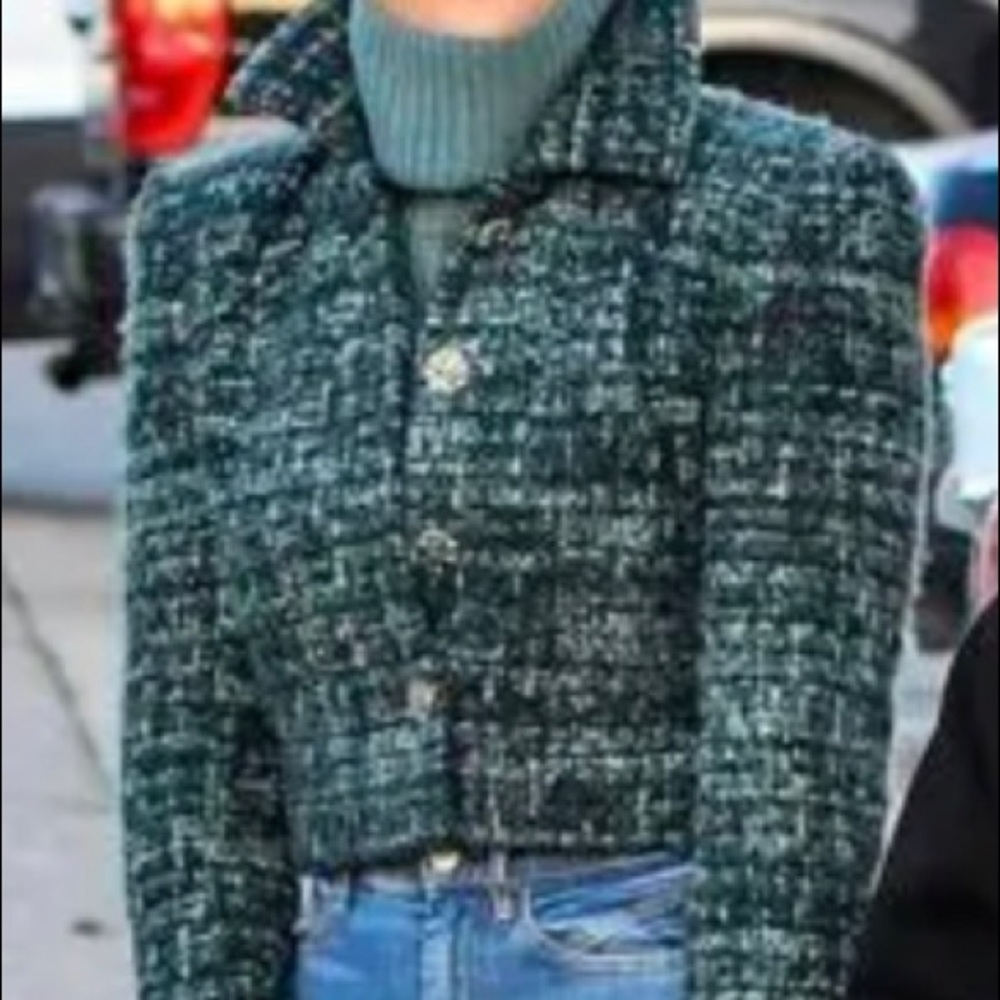 JLo INSPIRED! Green tweed jacket